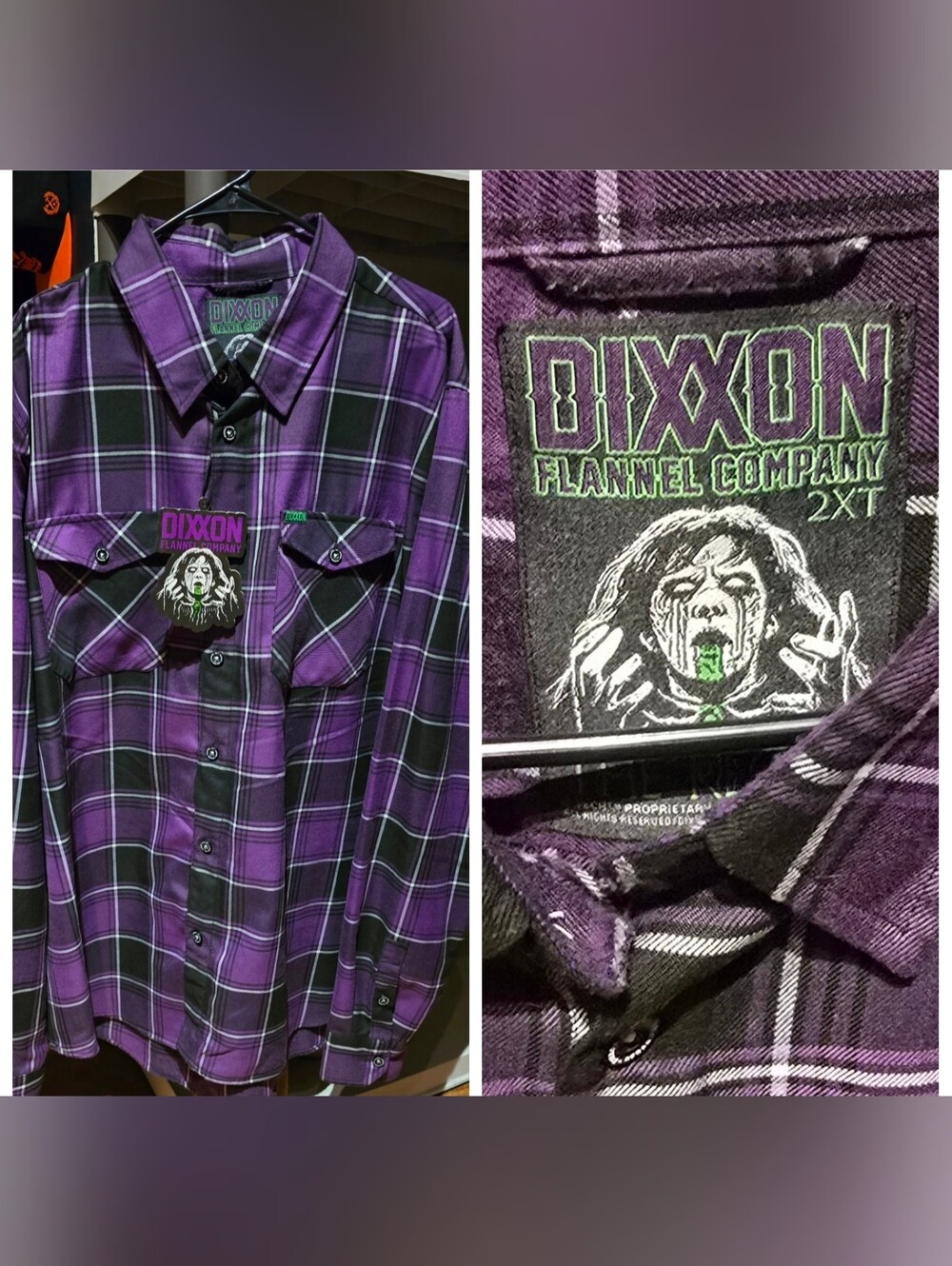 DIXXON 2XT The Regan Purple & Black Flannel Shirt With Sticker/Tag